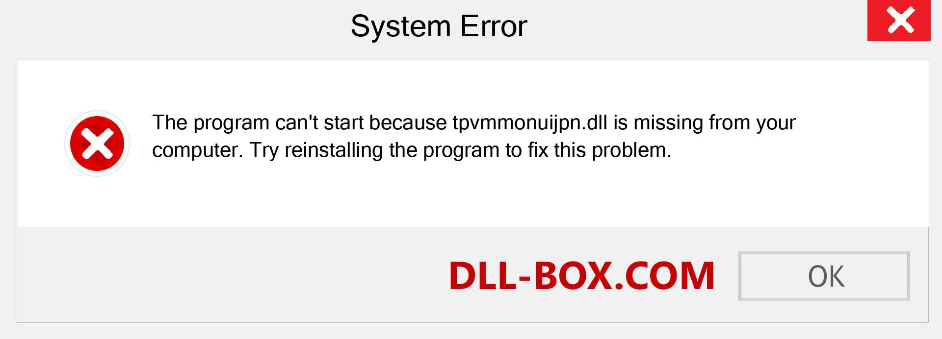  tpvmmonuijpn.dll file is missing?. Download for Windows 7, 8, 10 - Fix  tpvmmonuijpn dll Missing Error on Windows, photos, images